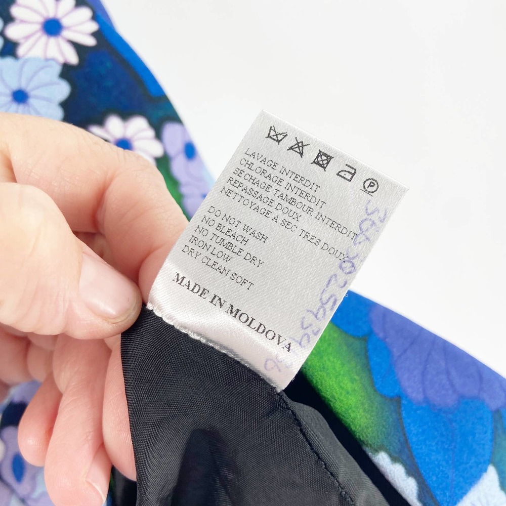 Carven Blue and Green Cady Floral Printed Mini Skirt - Picture 9 of 10